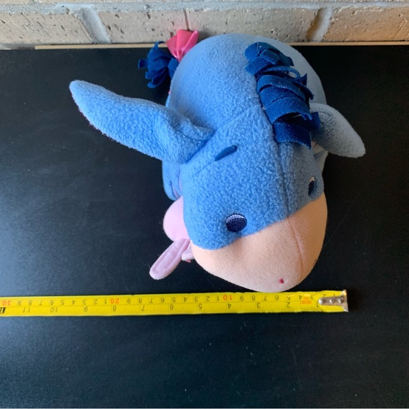 Disney Fisher Price Baby Eeyore Plush Toy Rattle Satin Blanket Ears 2004 - Picture 9 of 13